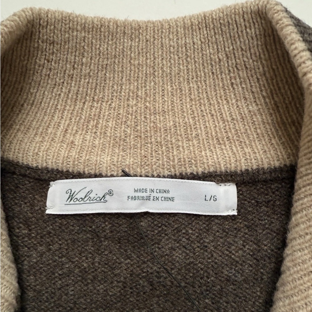 Woolrich Sweater Vest Women’s Sz L Brown Lambswool Full Zip Farm Sheep - Picture 5 of 6